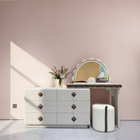 Grande coiffeuse de luxe en MDF avec grand miroir, plusieurs tiroirs et tabouret, personnalisable directement de l'usine