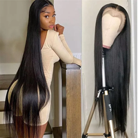 Perruque frontale HD 13x6 sans colle, densité 250%, 40 pouces, pré-épilée, cheveux humains bruts ultra-lisses, vente en gros pour femmes noires