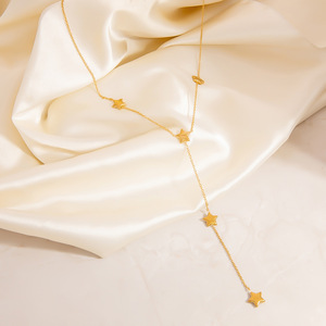 Collier pendentif étoile en acier inoxydable couleur or 18 carats, chaîne de clavicule unisexe pour usage quotidien - Product Image 3