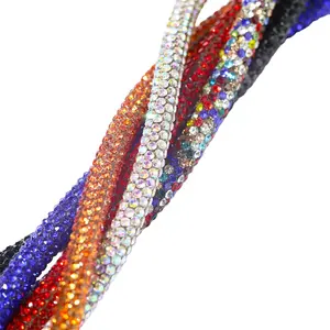 3.5/4/5/6MM BlingBling Crystal Diamond Cord Trimming Round Rhinestone Soft Tube Rope Hoodie accessories For Shoes Bag