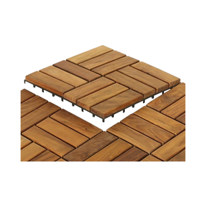 Vietwood Juego de azulejos de cubierta de patio exterior de acacia de 12 listones entrelazados de 10 piezas PVC impermeable de fácil clic para uso en interiores contemporáneo - Product Image 1