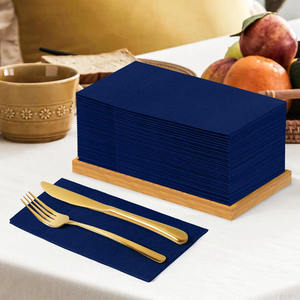 Décoration <span class=keywords><strong>Bleu</strong></span> Jetable 100 Pack Tissu Comme Des Serviettes De Dîner En <span class=keywords><strong>Papier</strong></span> Plié Avec Poche Serviettes <span class=keywords><strong>Bleu</strong></span> <span class=keywords><strong>Marine</strong></span> Essuie-mains - Product Image 2