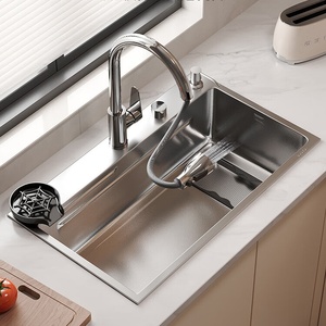 Fregadero de Cocina de 5.0 mm de Grosor, Fregadero Individual Grande Integrado, Fregadero para Lavar Platos de Acero Inoxidable 304 - Product Image 1