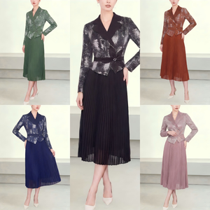 Vestido Plisado Miyake Original <span class=keywords><strong>de</strong></span> Fábrica, Sin Arrugas, Estilo Modesto, Elástico, Manga Larga, Color Sólido, Minimalista, MOQ Bajo, Personalizable - Product Image 3