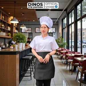 Veste de chef à manches courtes, blanc avec bordure noire, légère et durable, pour cuisine, hôtel, restaurant, uniforme OEM, fournisseur d'usine - Product Image 1