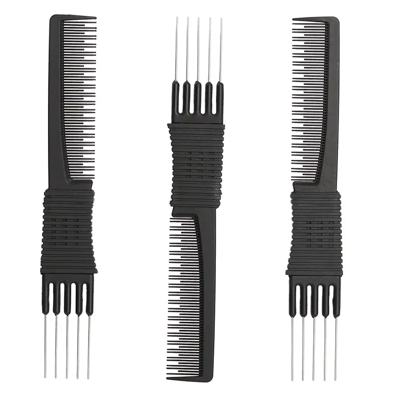 Hair Salon Hair Cutting comb Black carbon Fiber Steel Needle Apple comb Pointed Tail Comb