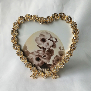 Tim Bạc Bejeweled Kim Loại Kẽm Hợp Kim Hình Ảnh Khung Ảnh 3.5 "X 3.5" Cho Trang Chủ Bàn Trang Trí Đám Cưới Đảng Quà Tặng - Product Image 4