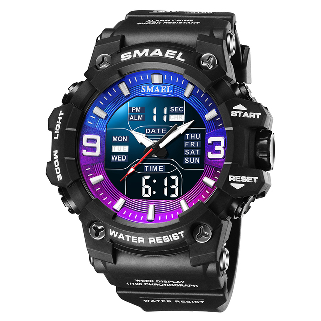 Dual Time Digital Watch for Men Fashion Sport Watches Waterproof Chronograph Auto Date Alarm Wristwatch