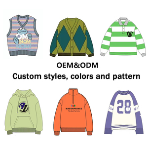 HUIFAN Custom <strong>Woollen</strong> Thermal Knitted With Button Jacquard Sweater Long Sleeve V Neck Knit Striped <strong>Mens</strong> Sweater <strong>Cardigan</strong> Jumper - Product Image 2