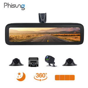 T66 12in 4 cams record mirror car DVR night vision HD1080P car black box parking monitor G-sensor 360 degree view 256G SD card