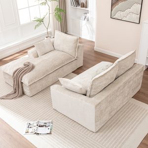 Ensemble de canapé modulaire convertible en forme de L de 103 pouces, assises profondes Cloud Boneless, dossier haut, aucun assemblage requis - Product Image 2