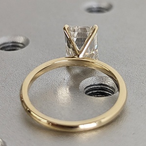 Gia Igi сертифицированные CVD HPHT лабораторные выращенные изумрудной огранки пасьянс обручальные кольца для женщин 14k/18k сплошные золотые кольца с бриллиантами - Product Image 3