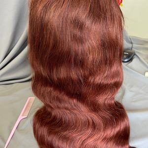 33 #   วิกผมบราซิลสีน้ำตาลแดงประกายแดงแบบลอนยาว  พร้อมเชือกผูกด้านหน้า  ทำจากผมแท้ 100%  แบบเรมี่  มีผมเบบี้แฮร์  สำหรับเชือกผูกแบบใส - Product Image 4