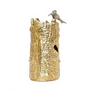 Luxury Decorative Bird <b>Nest</b> Design <b>Table</b> Top Decoration <b>Gold</b> Plated Metal Flower Vase Handicraft Metal Vases Home Office Decor - Product Image 1