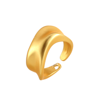 Gebürsteter Goldener Unregelmäßiger Gedrehter Offener Ring, Breiter Abstrakter Geometrischer Statement-Ring, Verstellbarer Fingerring