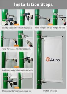 Bannière personnalisée lampadaire Bannières de poteau lampadaire double face avec support Ensemble Affichage Bannière suspendue - Product Image 3