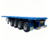 Semi-remorque plateau en acier 4 essieux 80T avec essieux lourds FUWA et 12 verrous Twist Lock pour le transport de conteneurs 20ft et 40ft en Afrique