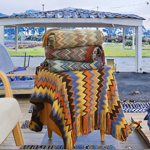 Jacquard Style Reversible Soft Bohemian Knitted <strong>Blankets</strong> and <strong>Throws</strong> with Tassels for <strong>Sofa</strong> Couch or Bed Decor - Product Image 3