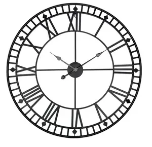 31,5 "80 см, крупногабаритный воздушный шар ручной работы железа Скелет черного цвета в стиле ретро бесшумный не тикают винтажный Настенный декор металлические настенные часы