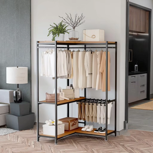 Armoire ouverte en fer moderne Geheng, trans-institutionnelle, pour petits appartements, séchoir à linge, 3 étagères, crochets, type sur pied, pour la maison - Product Image 3