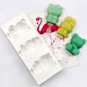 Molde de silicona reutilizable para helados y gelatinas con 3 cavidades, forma de dibujos animados, con tapa y palo, OEM/ODM - Product Image 2