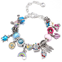 Set Gelang Manik-manik Natal untuk Anak-anak, Ukuran Dapat Disesuaikan, Grosir, Alloy, Strawberry Quartz, Hadiah untuk Anak-anak