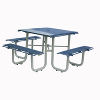 Table de pique-nique pour personnes handicapées en acier tubulaire carré commercial public extérieur jardin patio métal table à manger externe banc