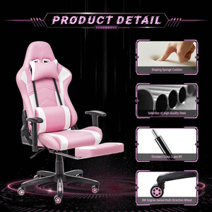 1 pièce, livraison gratuite, chaise de gaming robuste et élégante pour e-sport et usage domestique, grande taille et large, avec appui-tête et coussin, style girly mignon - Product Image 6