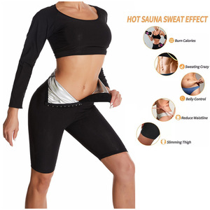 Pantalones Deportivos de Tres Cuartos con Control de Abdomen y Cintura Alta con Efecto Levanta Glúteos Totalmente Recubiertos de Botones Transpirables para Sudoración Tipo Sauna - Product Image 4