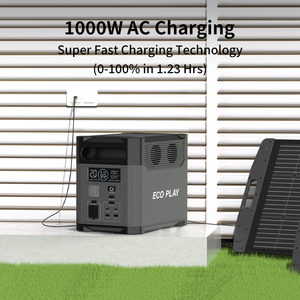 Ecoplay LiFeSO4สถานีพลังงานแบตเตอรี่แบบพกพา1200W พร้อมตัวควบคุม MPPT สำหรับรถยนต์ตั้งแคมป์ RV สำรองฉุกเฉิน - Product Image 3