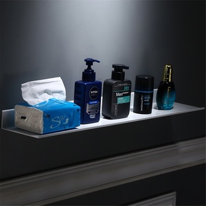 White Modern <b>Corner</b> Bathroom Single-Layer Rectangular Zinc Alloy Vanity Rack Storage Shelf Space for Home Use - Product Image 1