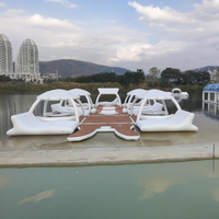 Inflable Piscina bar Flotador Plataforma Tienda Sol Refugio Salón Plataforma Isla Flotante