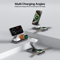 Chargeur sans fil magnétique 3-en-1 pliable 15W, chargeur rapide pour téléphone, chargeur intelligent 3-en-1 Qi1 2 portable pour Apple iPhone Samsung