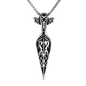 Yunnique – collier avec pendentif épée en argent tibétain pour hommes, chaîne en métal de style viking rétro, 60cm, accessoire de pull à la mode, bijoux cadeau - Product Image 5