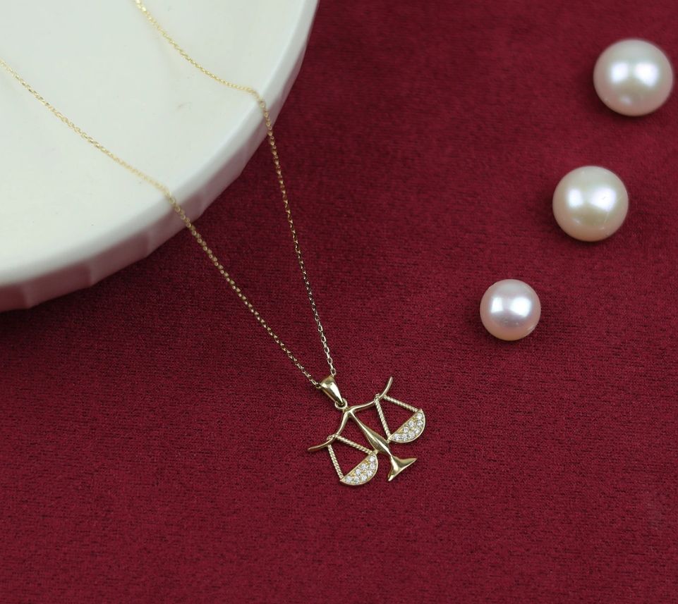 Libra Scale Necklace Lawyer Jewelry 18K Gold Plated