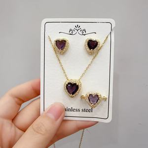Set da <span class=keywords><strong>Donna</strong></span> in Stile Collezione Famiglia d'Amore a Forma di Cuore, Placcato in Ottone Nichelato e Oro, Vendita Transfrontaliera di Successo - Product Image 3