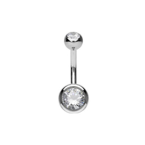 Stainless Steel Navel Ring Geometric Design Channel Setting Daily Wear Unisex Belly <b>Button</b> Jewelry - Product Image 2