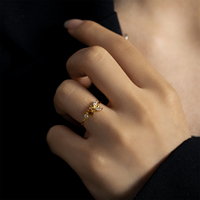 FUAMAY 925 Cincin Emas Lebah Hewan Anime Perak Cincin Berlian Baguette Lebah Madu Cincin Anillos