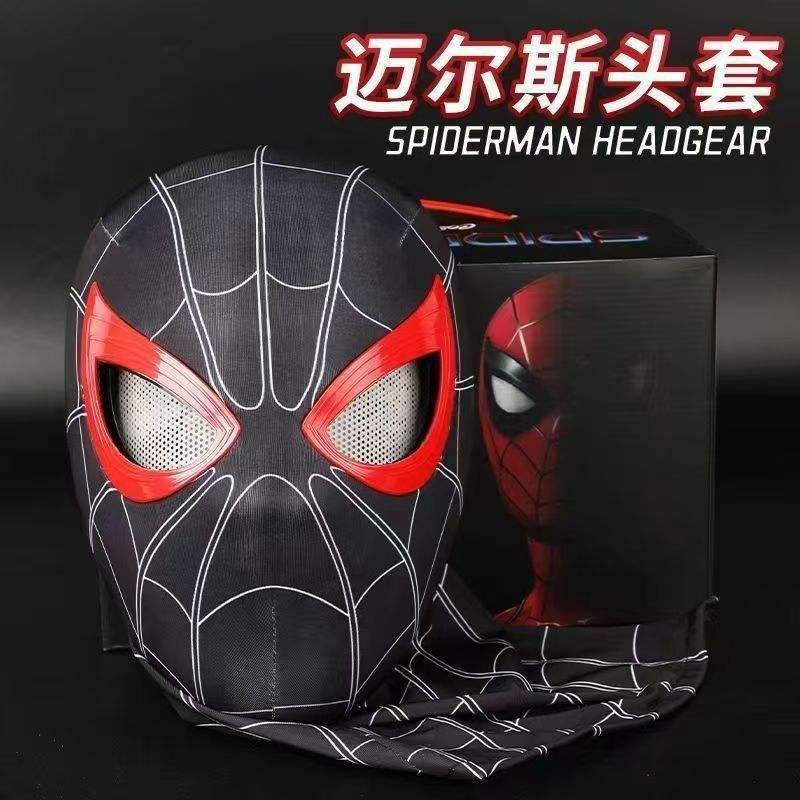 Casque Spider-Man noir et rouge avec fonction clignotante - Boîte cadeau