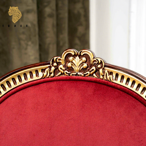 <span class=keywords><strong>Fauteuil</strong></span> de luxe de style <span class=keywords><strong>Louis</strong></span> <span class=keywords><strong>XVI</strong></span>, sculpté à la main en acajou massif avec finition dorée, revêtement en cuir velours rouge pour villa - Product Image 4