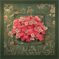 Coffret Cadeau de Mahjong de Noël en Bois de Luxe Moderne, Tuiles Rose Pailleté 160 Pièces, Mahjong Américain, Logo Personnalisé, Jeu de Fêtes