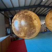 Ballon gonflable en forme de lune et de planète avec éclairage LED et impression UV, pompe à air électrique incluse, pour décoration de scène