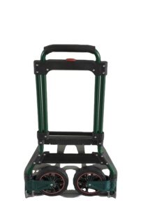 Carretilla <span class=keywords><strong>de</strong></span> Mano Plegable Verde <span class=keywords><strong>para</strong></span> Almacén con Mango Telescópico, Base <span class=keywords><strong>de</strong></span> Acero Hueca, Ruedas Silenciosas con Borde Rojo y Logotipo Personalizado - Product Image 1