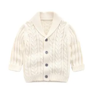 शरद ऋतु और सर्दियों कोट बच्चे स्वेटर बुना हुआ कपास कार्डिगन नवजात कपड़े लड़का 100% कपास केबल बुनना कोट