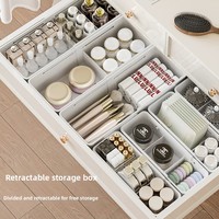 Caja de Almacenamiento Rectangular Moderna con Compartimentos Expandibles, Organizador de Cajones con Rejilla de Clasificación Integrada, PP Sostenible Multifuncional