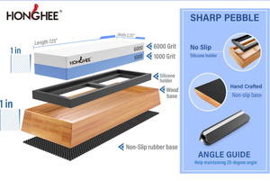 <span class=keywords><strong>Piedra</strong></span> de <span class=keywords><strong>afilar</strong></span> de óxido de aluminio de doble <span class=keywords><strong>cara</strong></span>, soporte de bambú, cuchillo japonés, <span class=keywords><strong>Piedra</strong></span> afiladora de grano 1000/6000 - Product Image 2