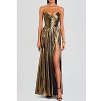 Robe de soirée élégante et sexy pour femme, sans bretelles, dos nu, taille haute, drapée, longue, couleur unie, collection 2026