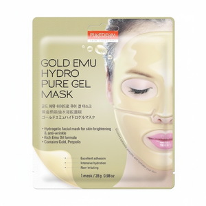 Masque facial en coton hydro-pur PUREDERM Gold Emu Kbeauty coréen 25g - Hydratant, anti-âge, raffermissant aux herbes - Product Image 2