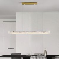 Lustre rectangulaire moderne en albâtre espagnol, suspension LED dimmable E12, blanc chaud, pour cuisine et salle à manger