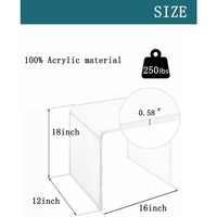 Table d'appoint moderne en acrylique transparent avec bords arrondis, 18 pouces de hauteur, table compacte pour chambre à coucher, école et hôpital